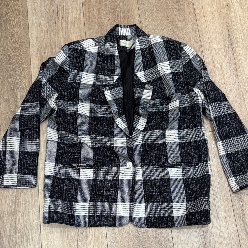 Vintage Hunt Club Plaid Black and White Women's Blazer